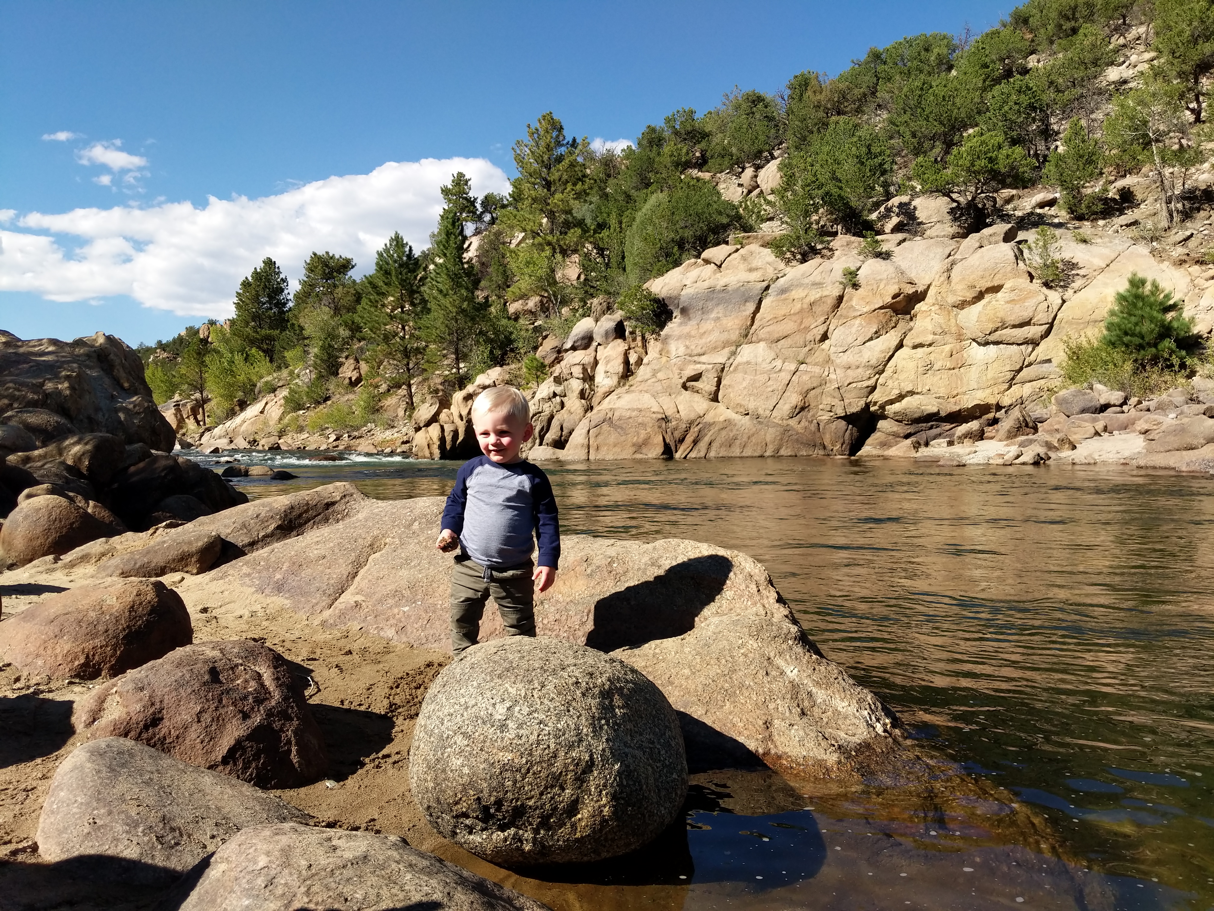Owen on the bank of the Arkansas river in Buena Vista.