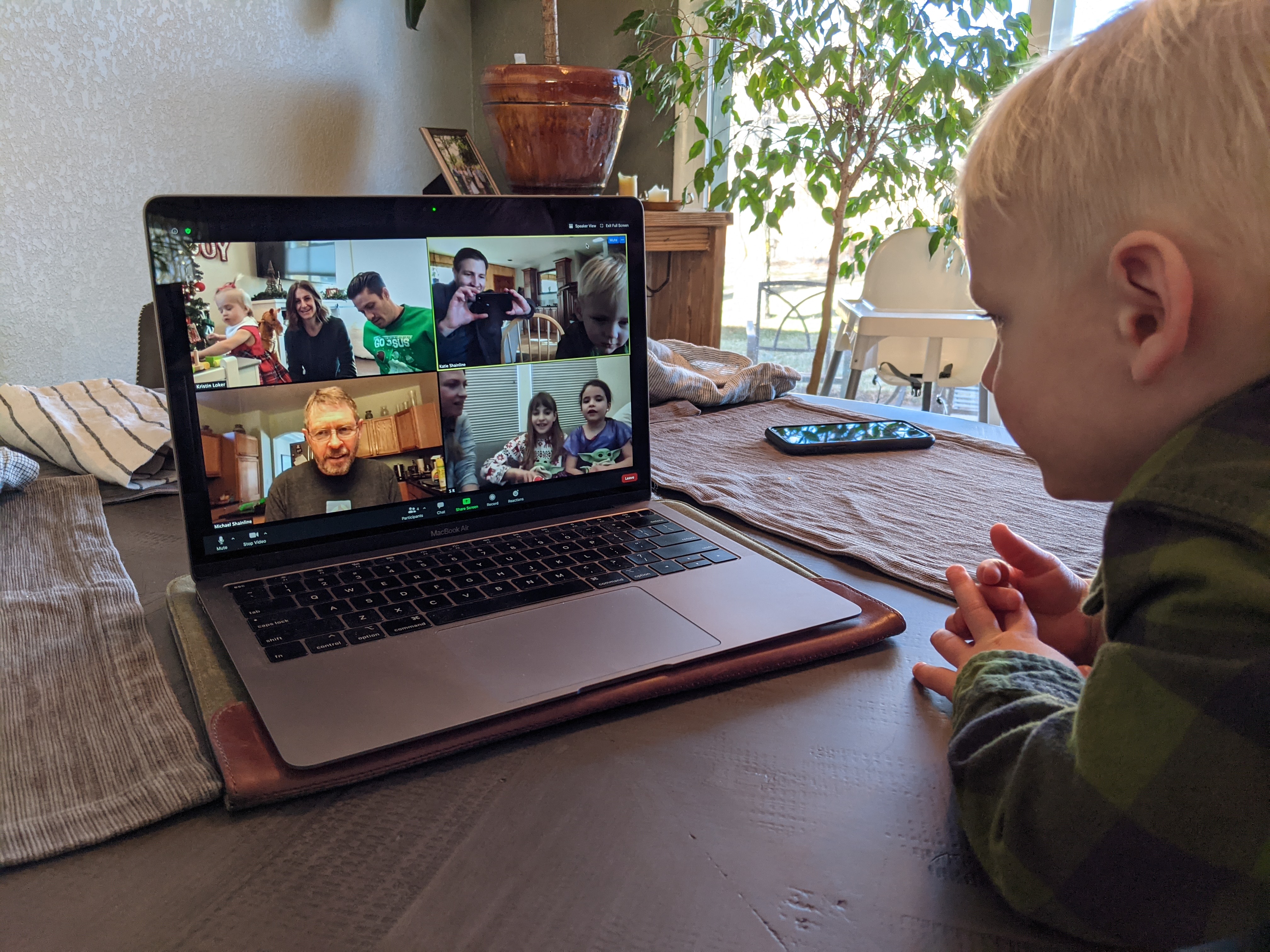 A video call with Mike, Kristen, Luke, Noa, Alison, Ainsley, Elliot, Owen, Katie, and Jeff.