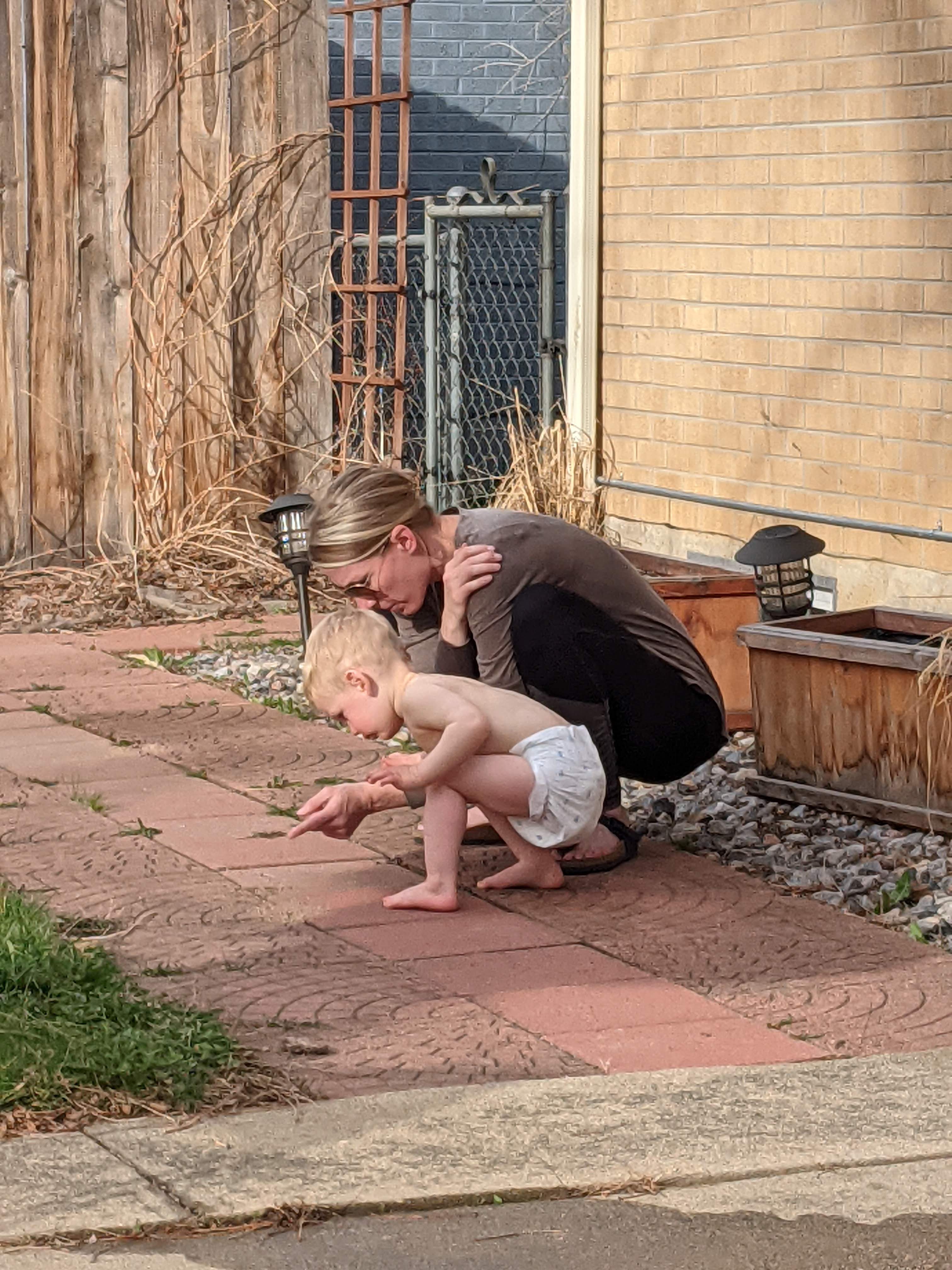 Owen and his mom studying ants